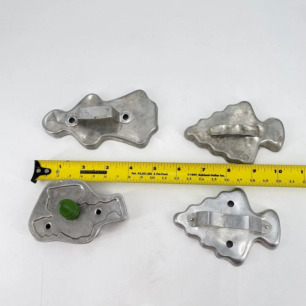 Vintage Aluminum Cookie Cutter Lot 19pc Mixed Christmas Animals Stars Hearts